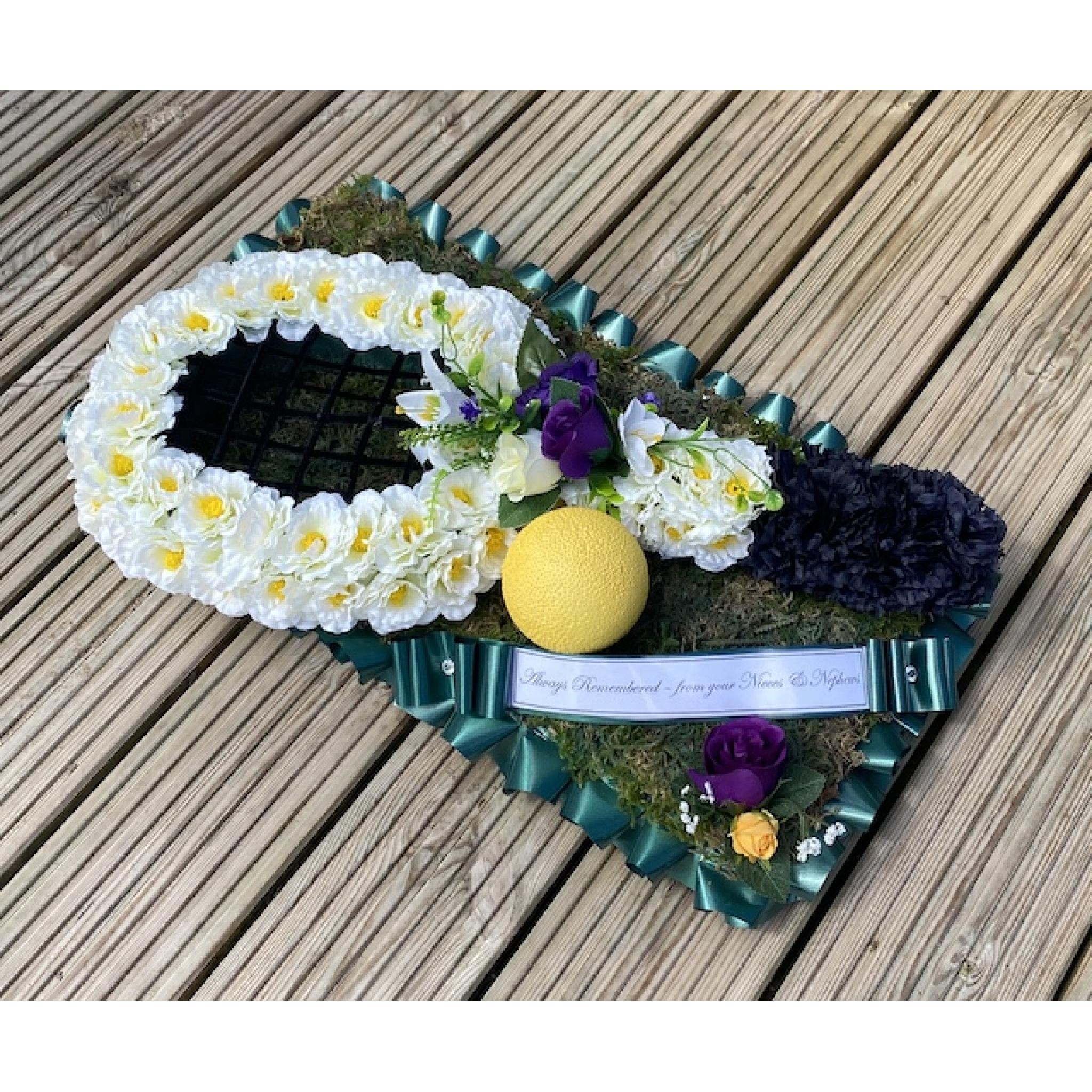 Tennis themed funeral tribute