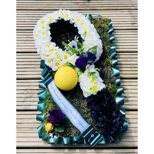 Tennis themed funeral tribute Racquet & Ball