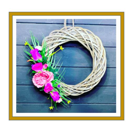 Natural Rustic Hanging Door Wreath - Willow / Wicker - any colour