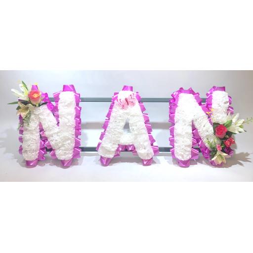 NAN - 3 letter Funeral tribute frame - any colour