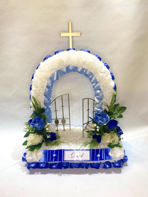 Irish Funeral Flowers Gates of Heaven Silk Artificial Wreath Tribute  Memorial